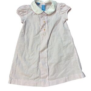 ANAVINI pink striped seersucker dress embroidered bunny carrot size 3